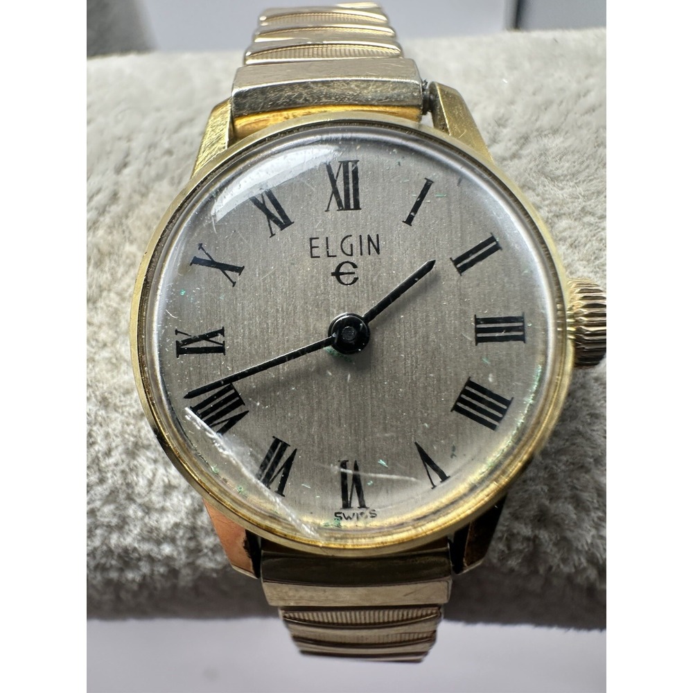 Elgin Ladies Manual Wind Watch 20MM 5.5" Stretch Band Working Swiss Made B41